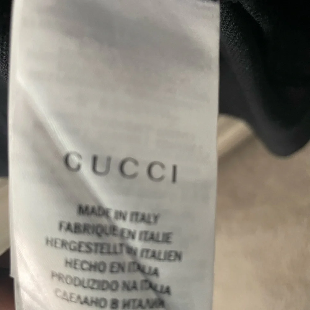 Gucci Black Polo with Yellow Stripes and Red Trim